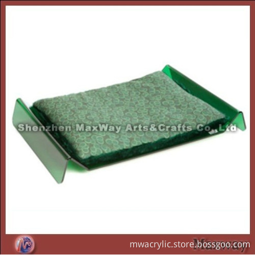 Green M-shape Floor Acrylic Lucite Pet Bed with Cushion